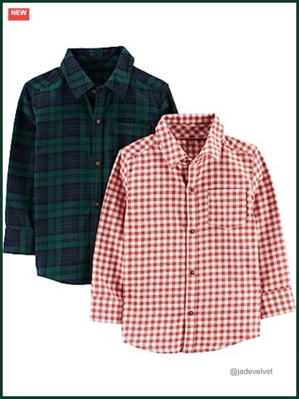 Boys Long-Sleeve Woven Shirt Pack of 2 Button Down Plaid